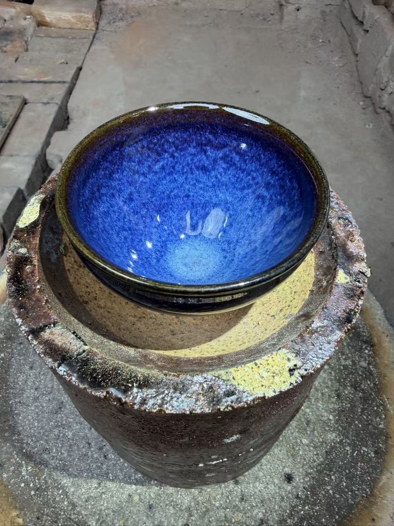 建盏手工主人杯电烧专用   回蓝盏