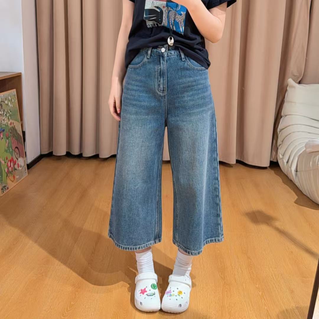 84189余小鱼【牛仔很忙】复古蓝时尚百搭休闲水洗八分牛仔裤女装