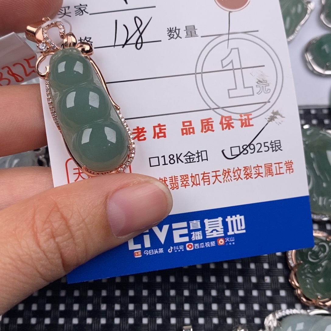 小***依翡翠银S925镶嵌颈饰