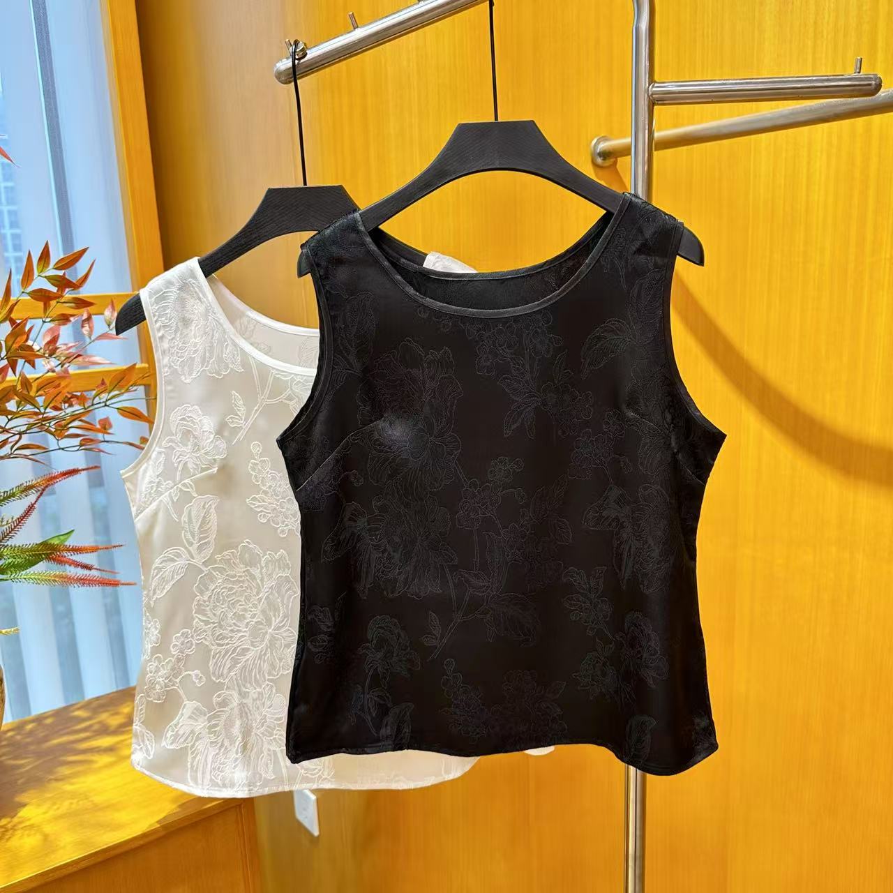 YS【繁花】2131新中式圆领背心立体压花显瘦上衣背心