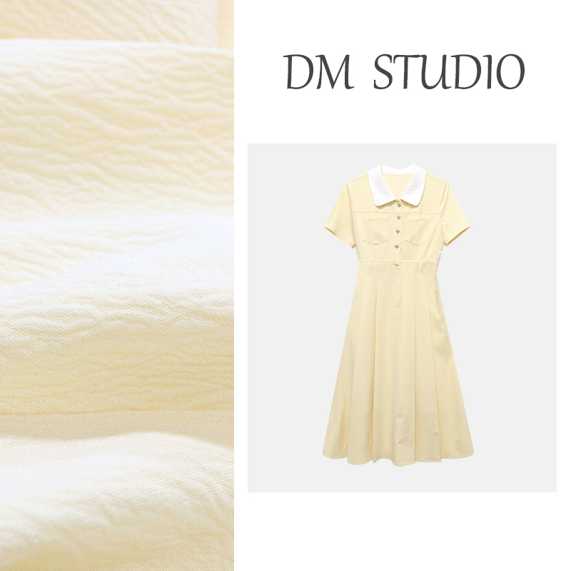 【夏日私语】蛋妹大码女装微胖mm夏季撞色翻领高级连衣裙DM27031