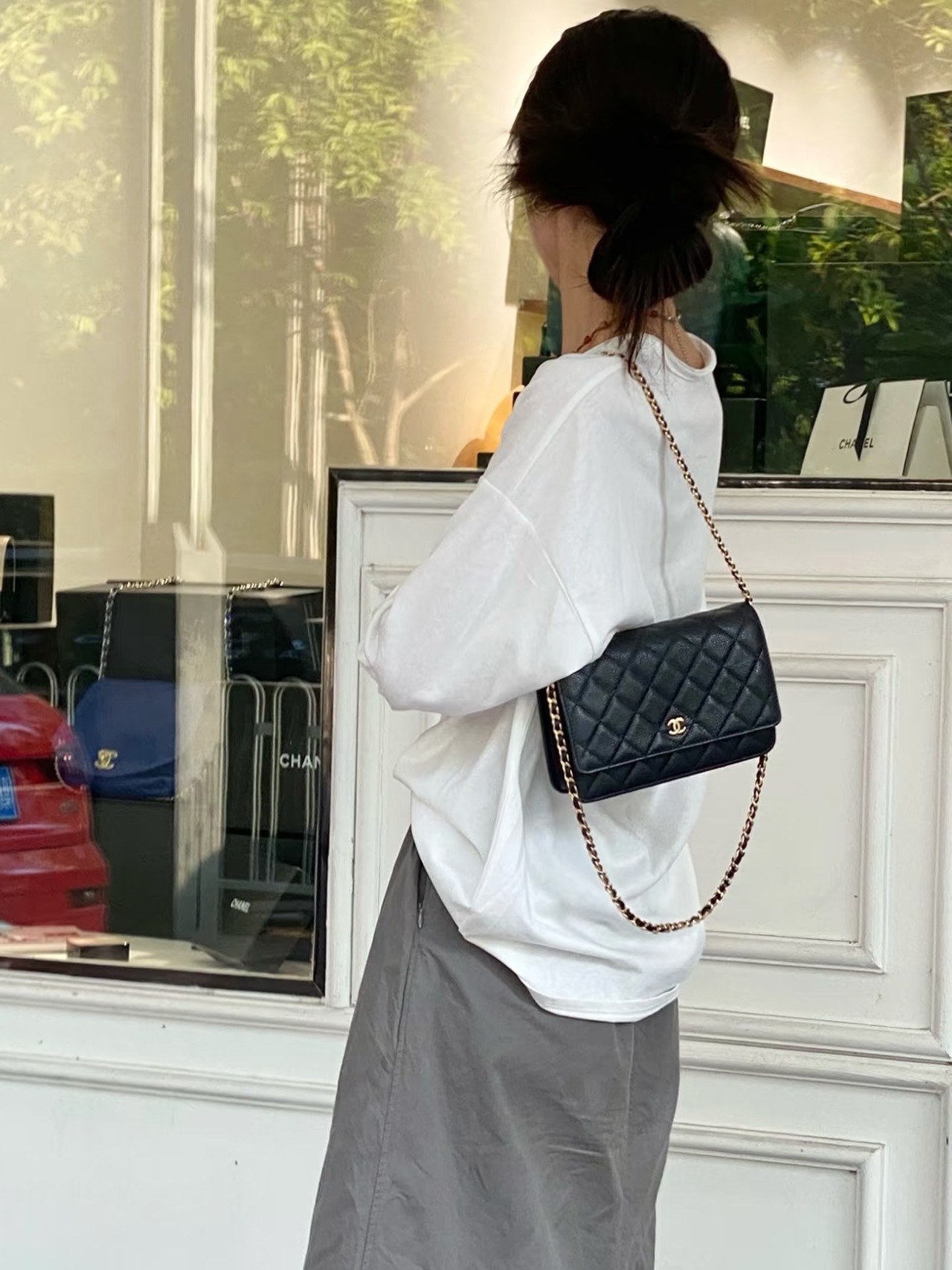 95新 Chanel/香奈儿 Chanel 黑金荔枝牛woc