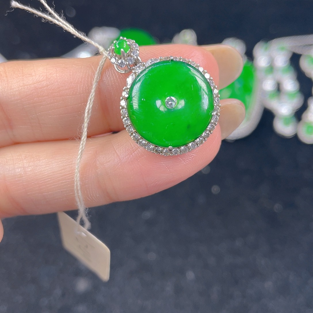 翡翠吊坠(不含链)银S925镶嵌