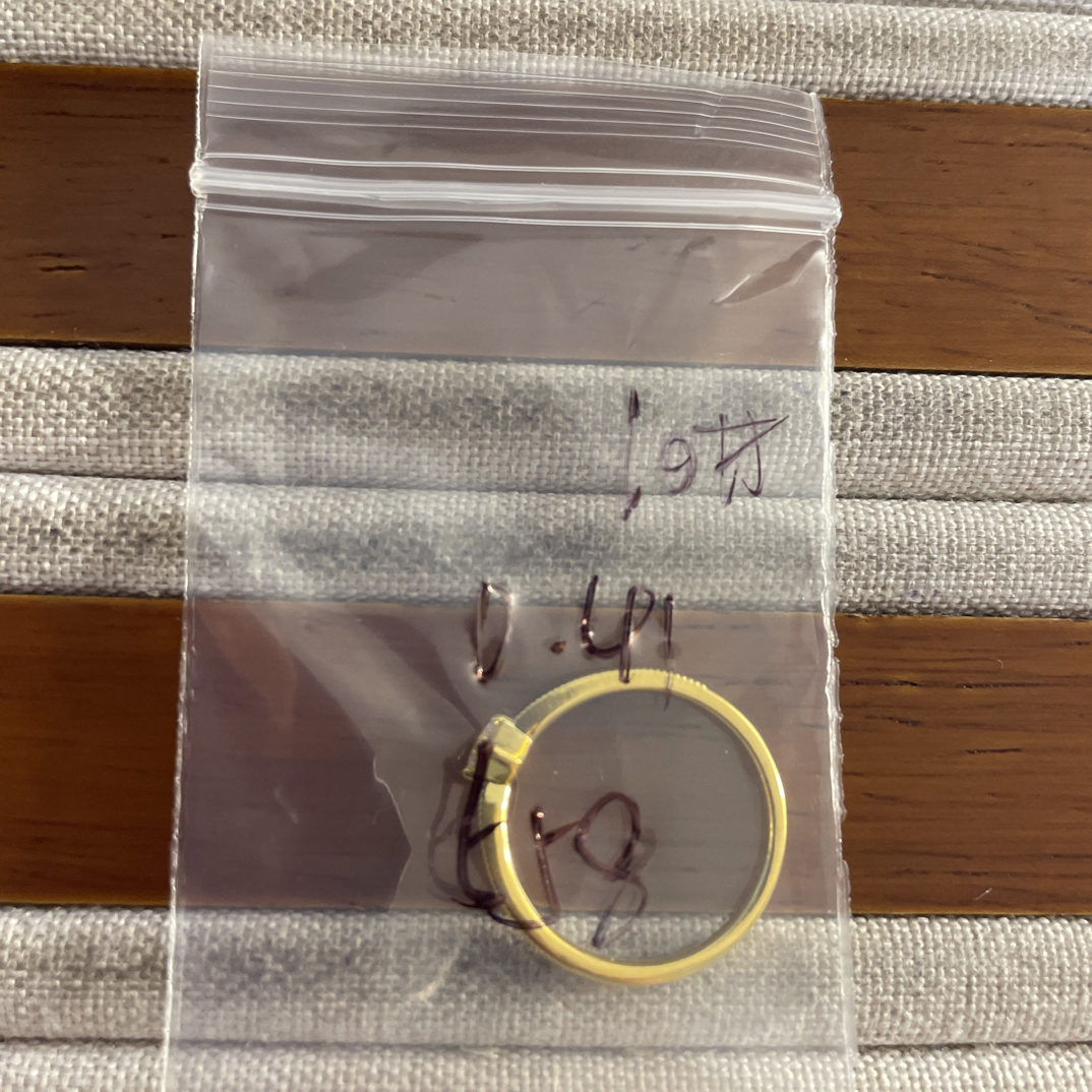 克重0.41 10号 白钻小方戒6D戒指 足金999