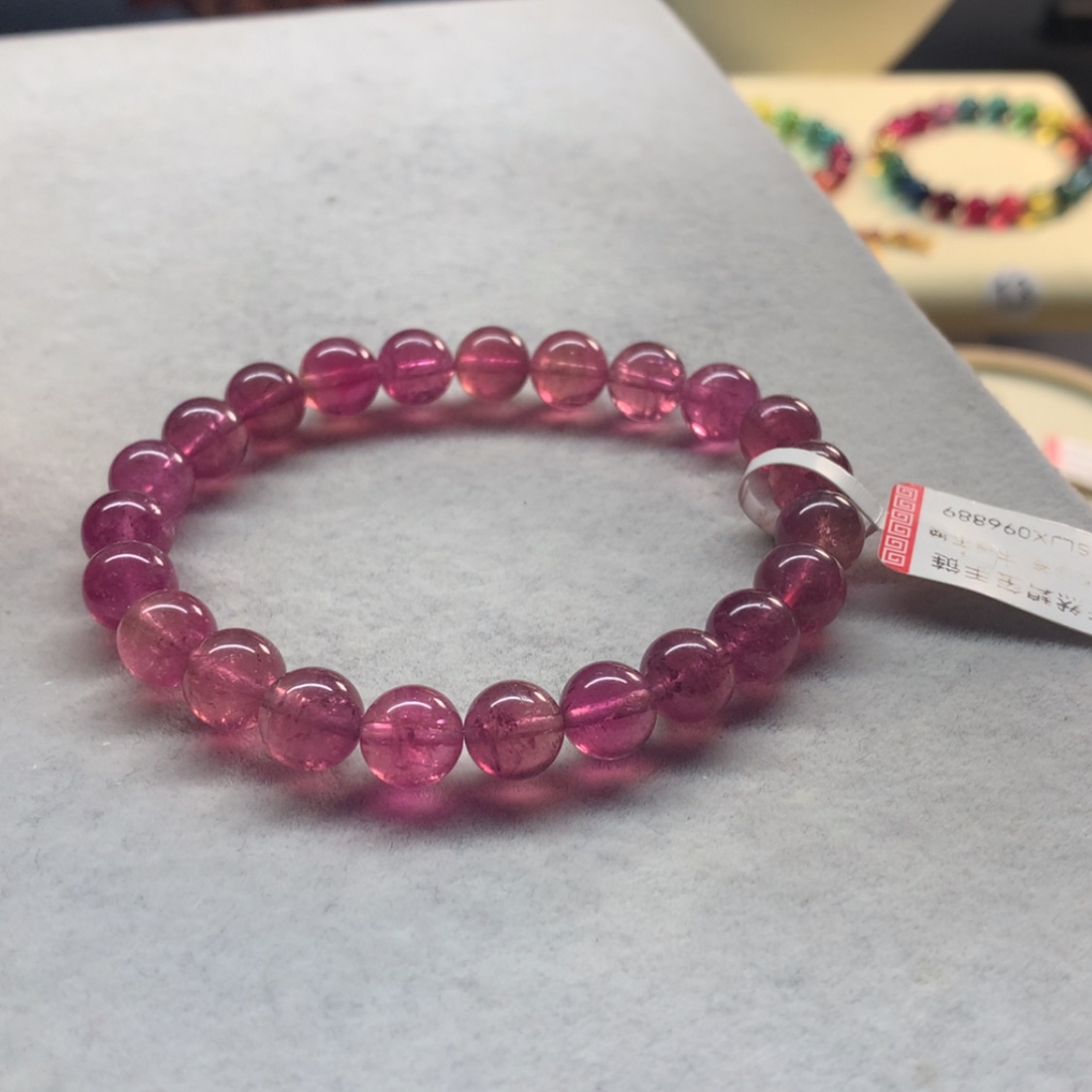 【闪购商品】未镶嵌手链碧玺艳桃红单圈8,3