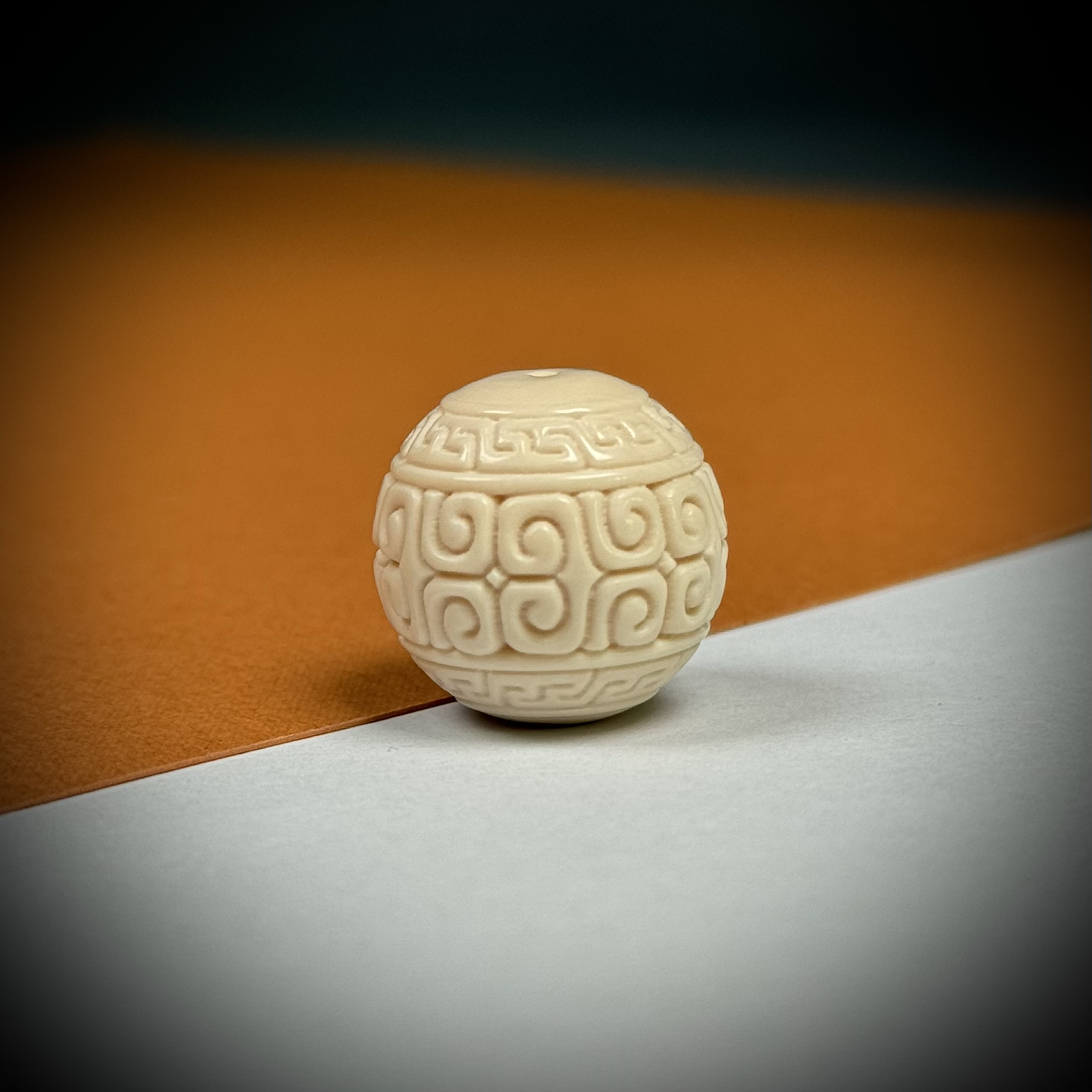 D91-54天然猛犸牙 回纹珠 约19+mm支持复检假一罚十