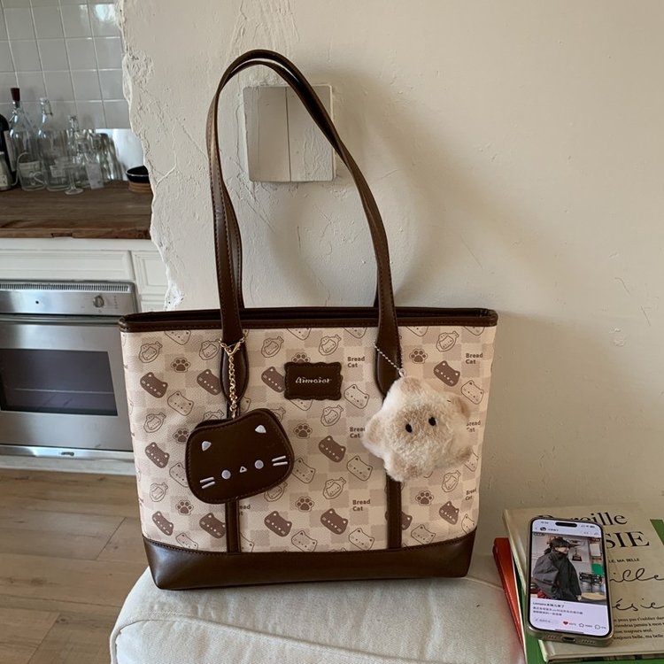托特包熊单肩包女生秋冬包包简约风手提款学院风