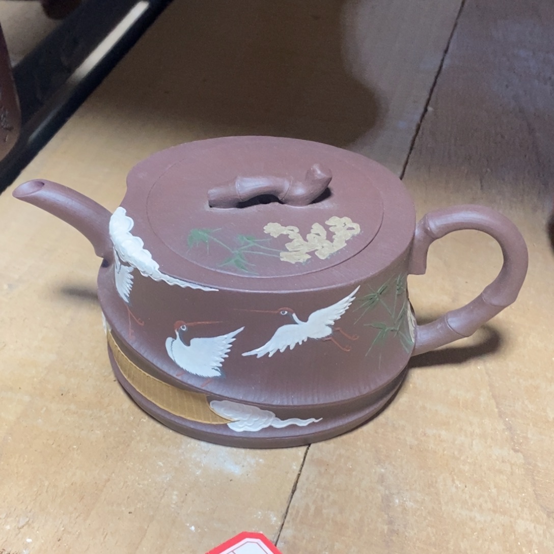 紫砂茶壶白21 薛岳 竹段 紫泥