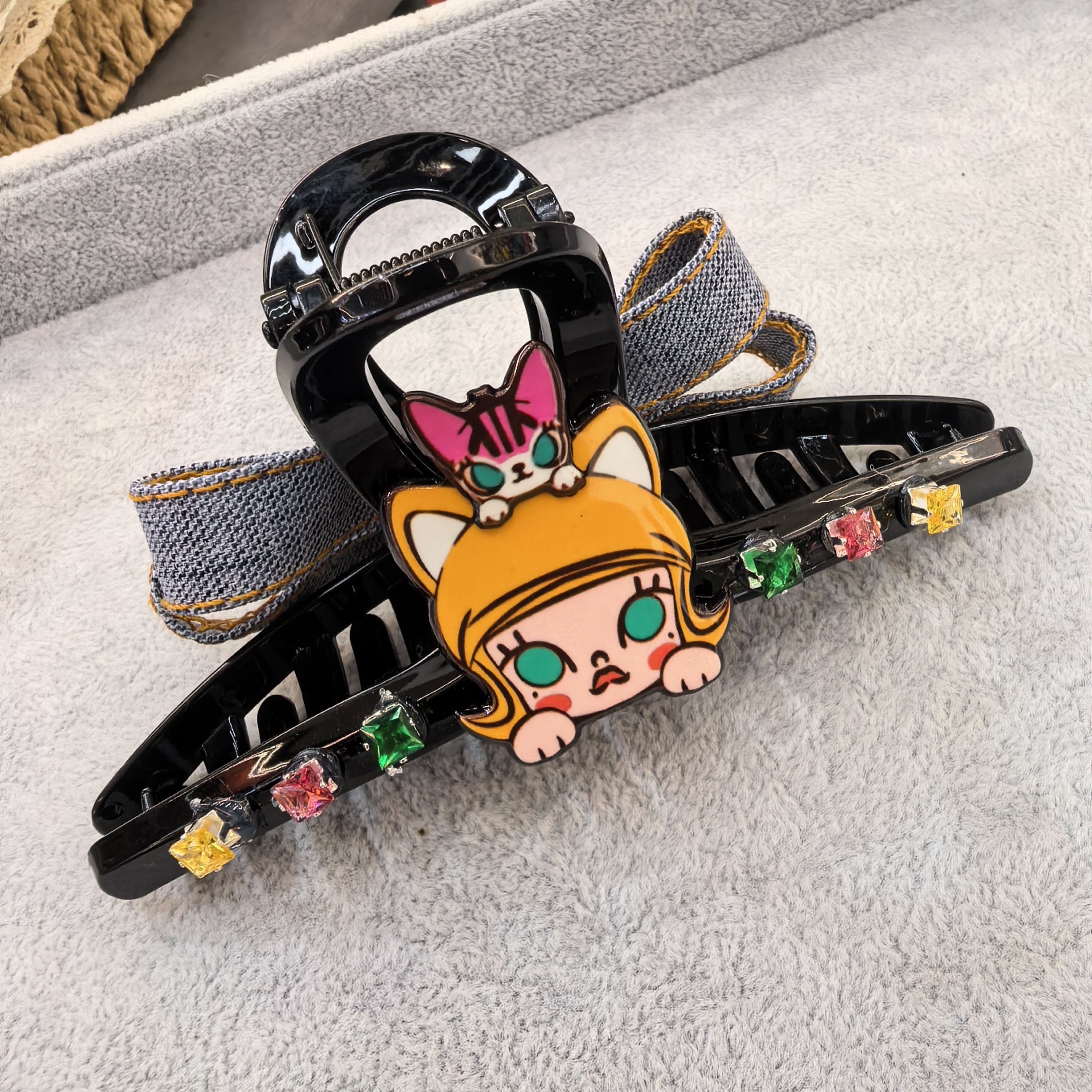 C256彩色告告闪闪茉莉蝴蝶结AB面大抓夹