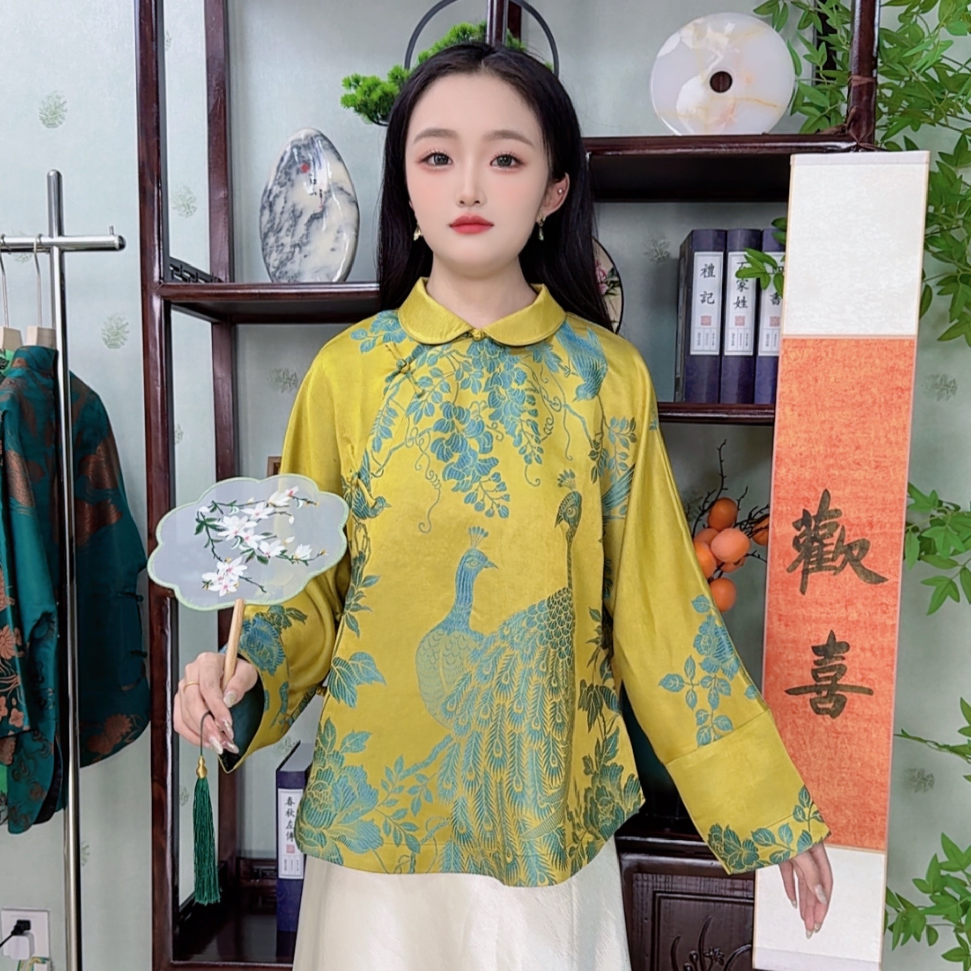 新中式凤仙领单层斜襟上衣