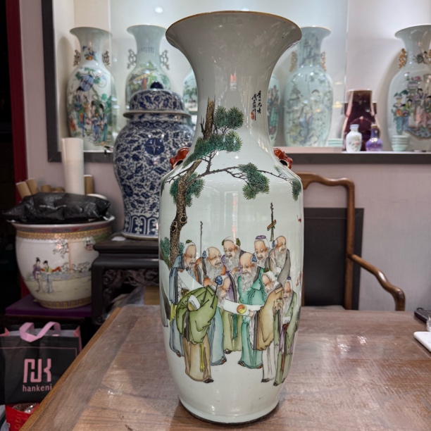 B153当代粉彩九老观图大瓶