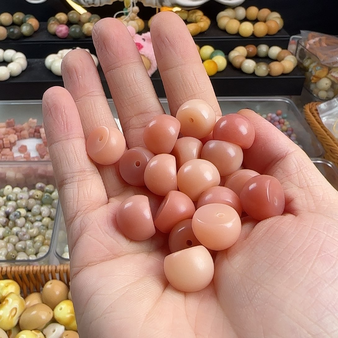 手串菩提根/象牙果微瑕卡13.6粉色蒜瓣60颗