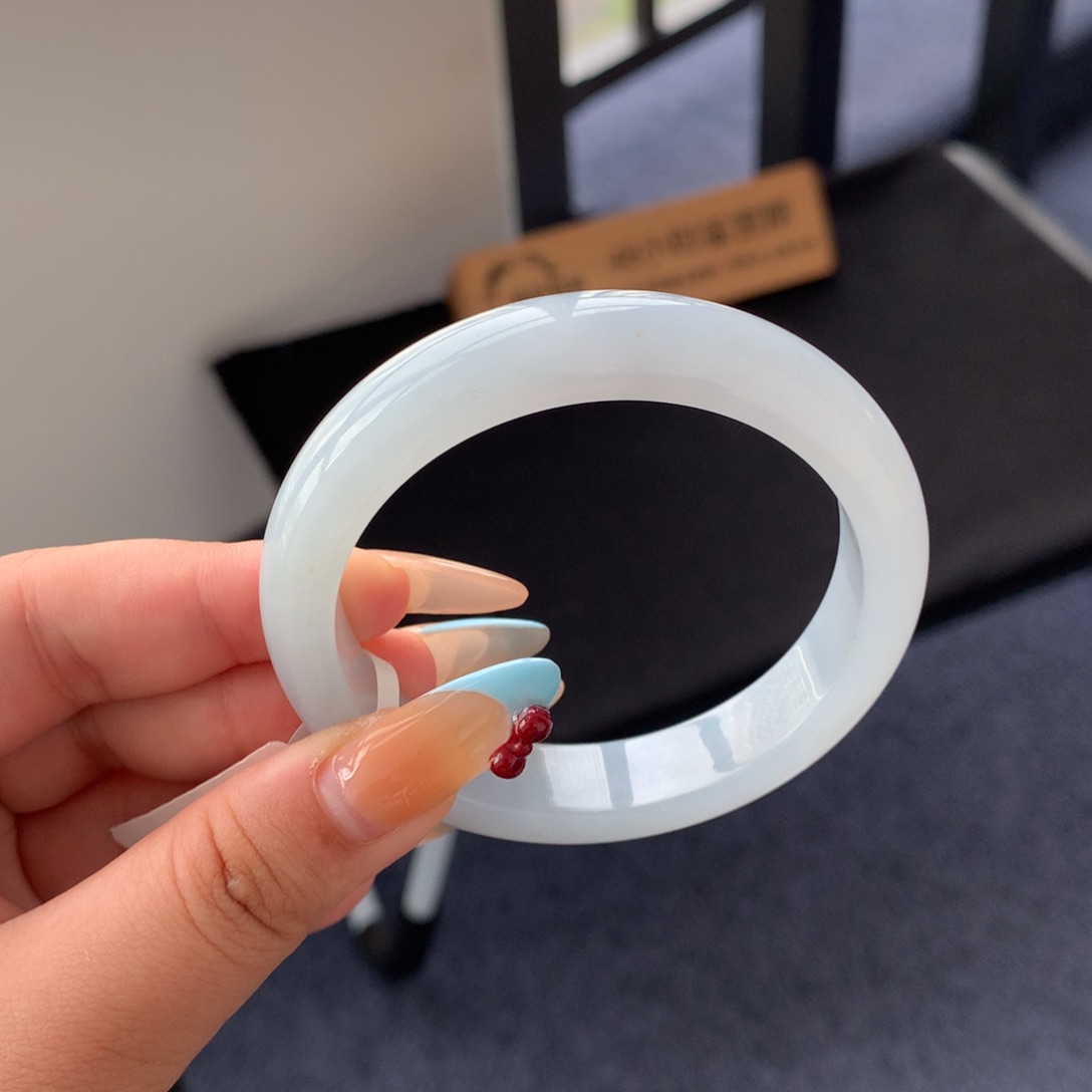 翡翠手镯未镶嵌14 55天空蓝正圈