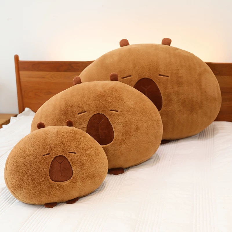 超可爱卡皮巴拉 圆形抱枕毛绒玩具 手工测量误差5cm 破损联系补发