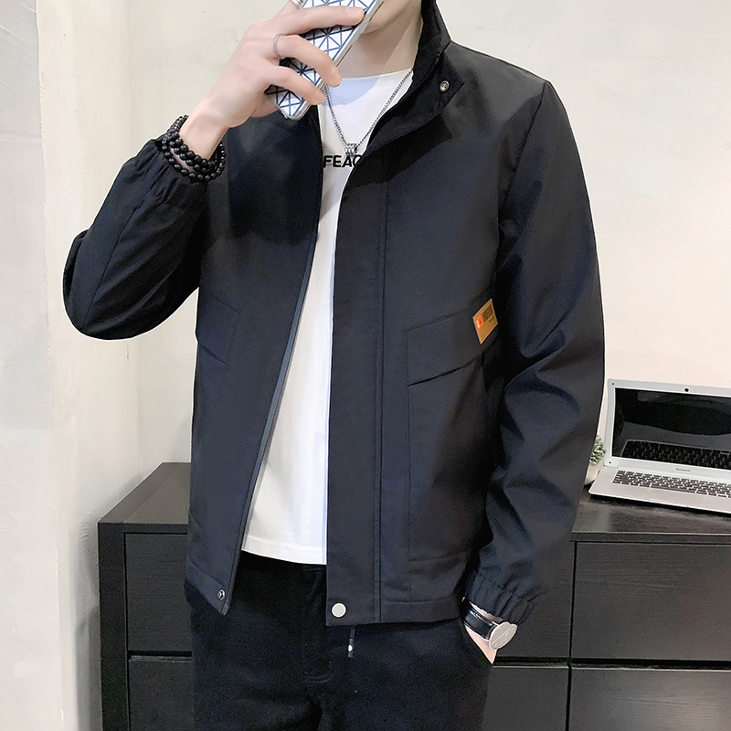 外套男士新款潮牌秋冬上衣服男立领休闲宽松加绒百搭潮流夹克男装