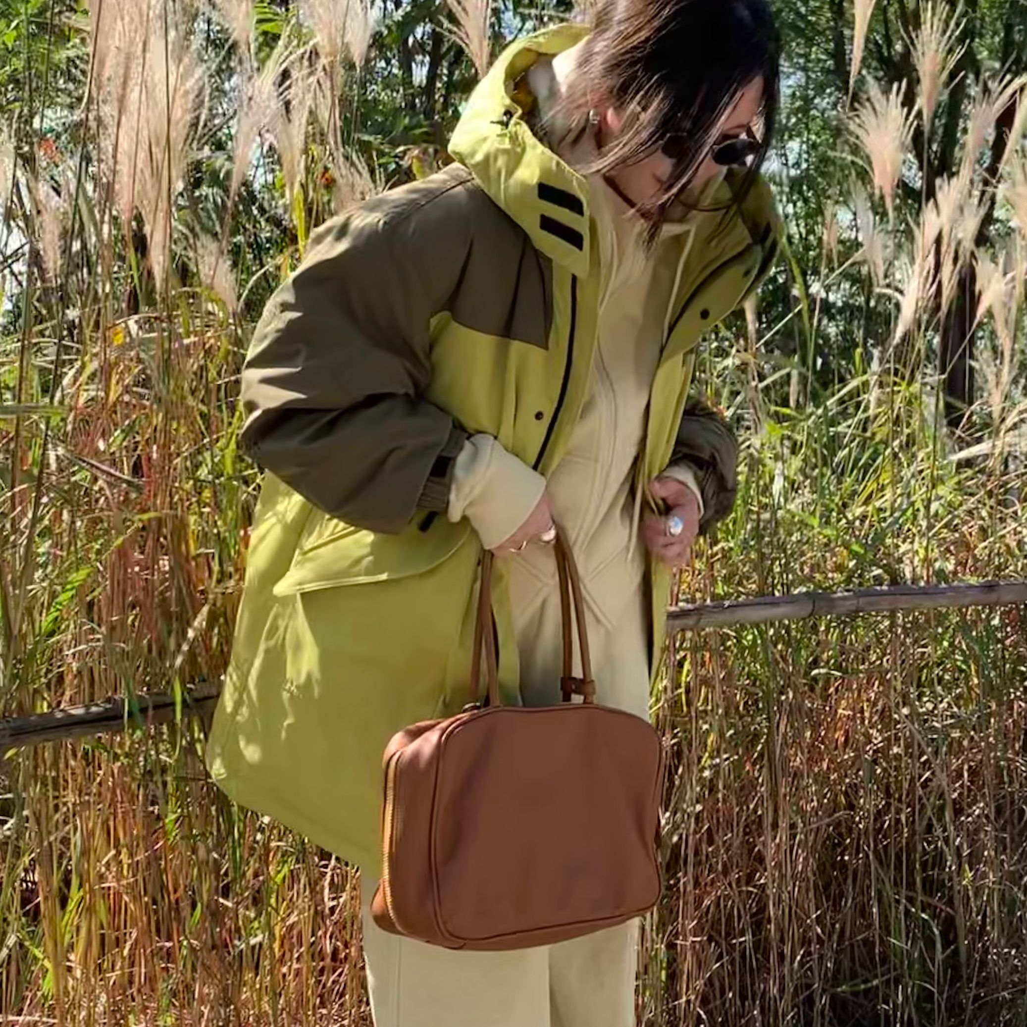 拼色连帽冲锋衣鹅绒羽绒7395拼柠果绿XS