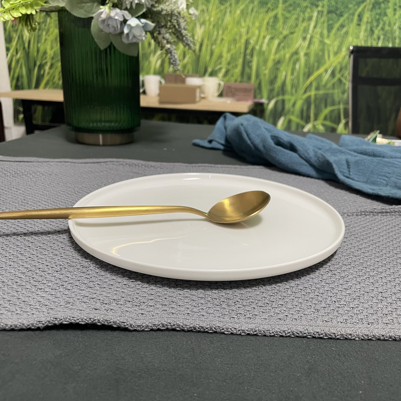 A862⑦】8英寸浅盘凉菜盘2/4/6只纯白唐山骨瓷家用餐具