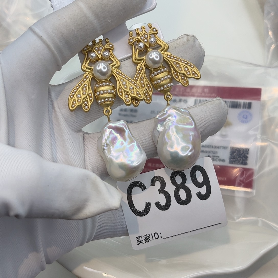 合金淡水珍珠耳饰