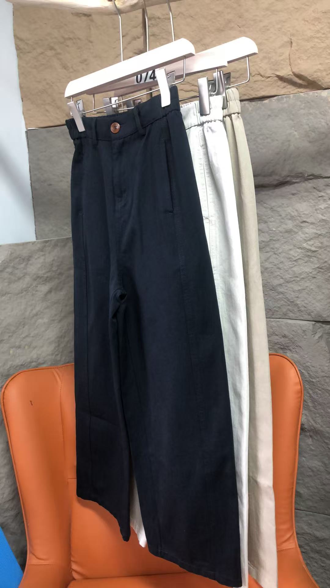 小耳休闲阔腿口袋秋季长裤新款女士简约潮流裤子149A591