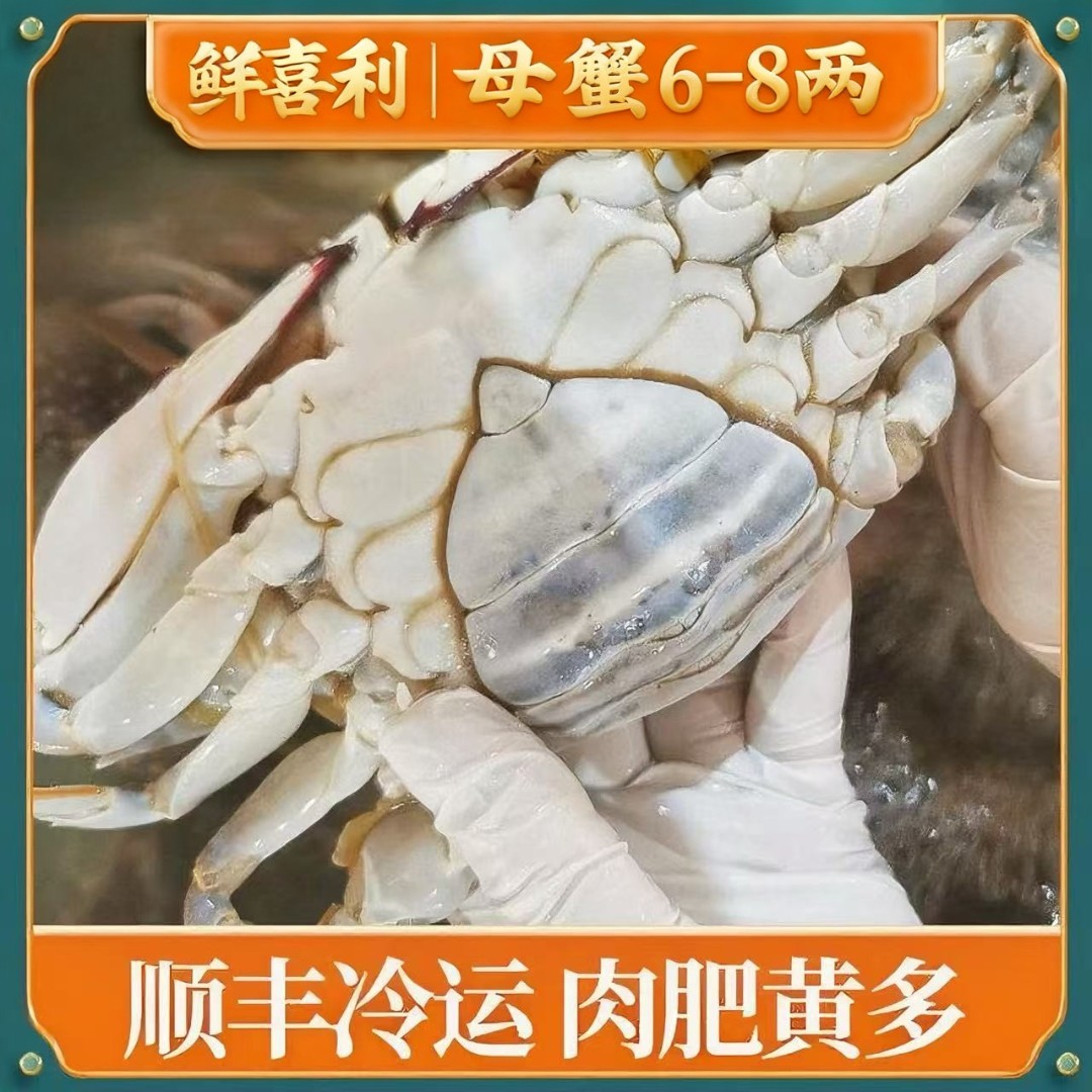 N 舟山母蟹梭子蟹7两左右/只(6只4斤左右，含赠品)不可清蒸【冻蟹】
