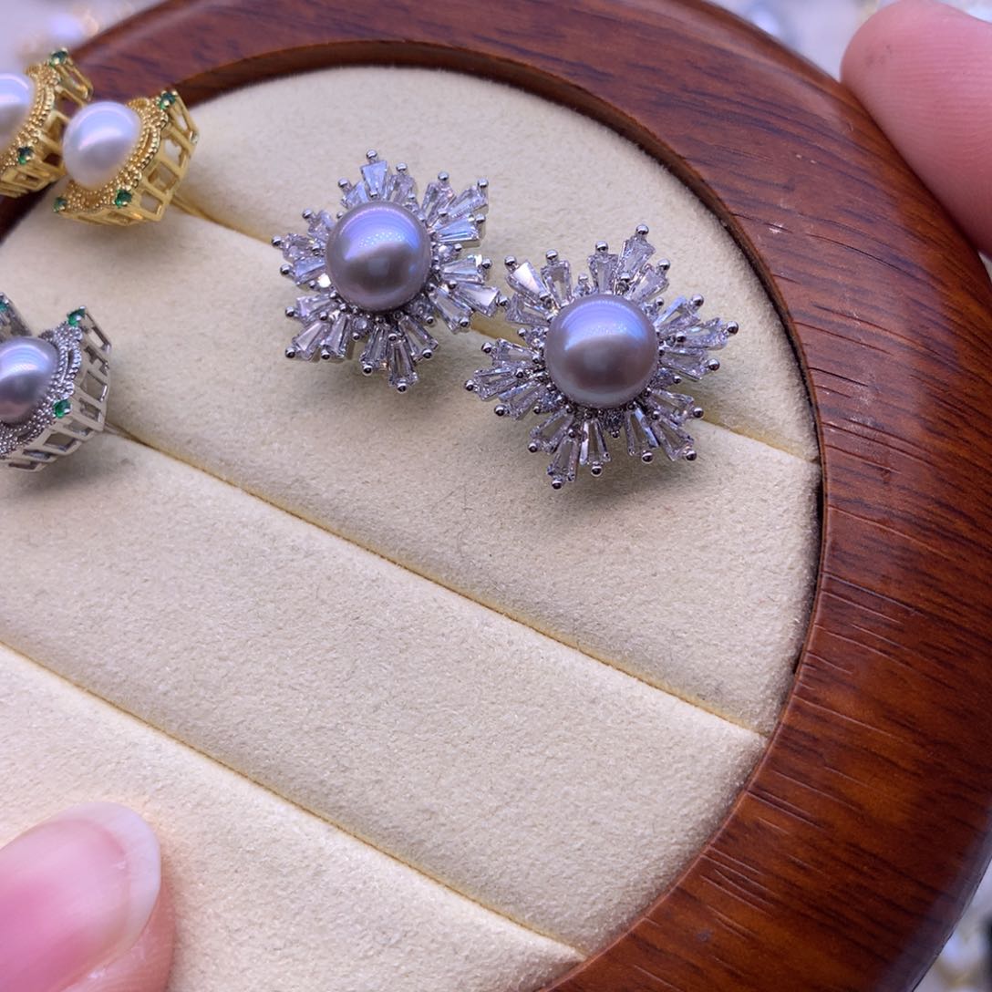 淡水珍珠耳饰合金