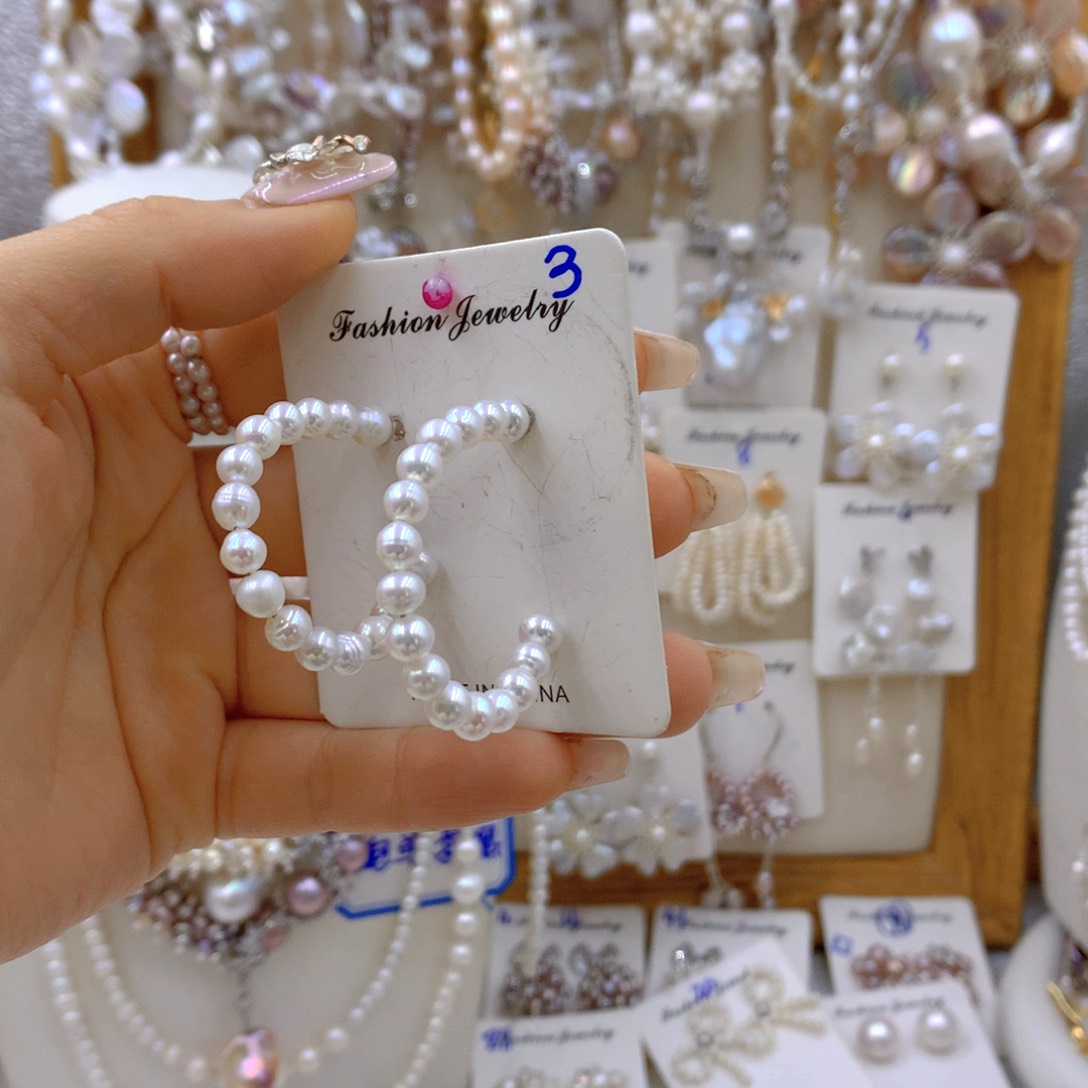 淡水珍珠耳饰银S925镶嵌