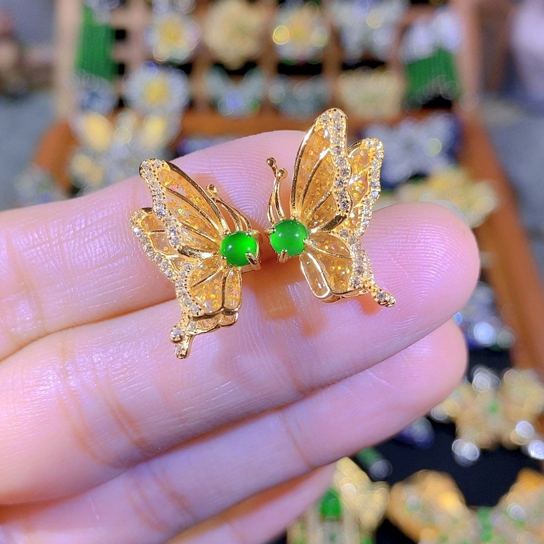 吊坠(不含链)银S925镶嵌翡翠七*