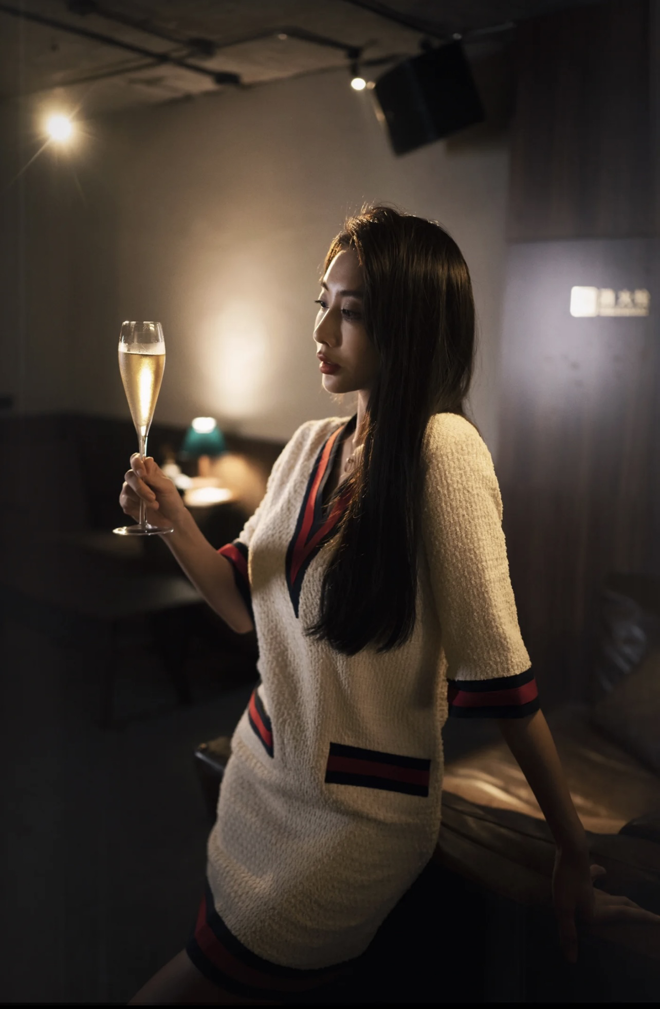 95新 GUCCI/古驰  qq0165 棉 撞色粗花呢连衣裙 36码