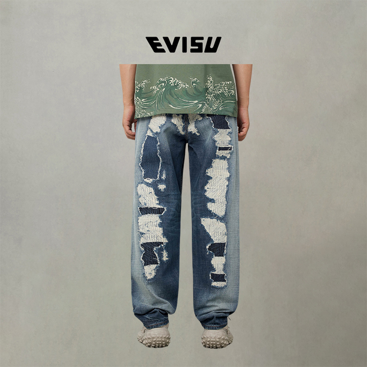 【明星同款】EVISU福神 2025秋大M水洗牛仔裤2EAHTM5JE107330DN