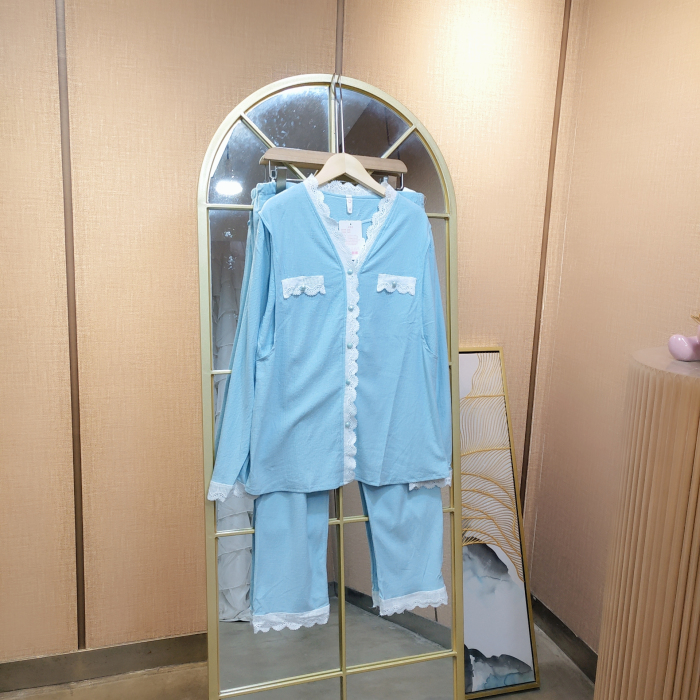 EU143孕妇蓝色月子服套装L100-130XL140