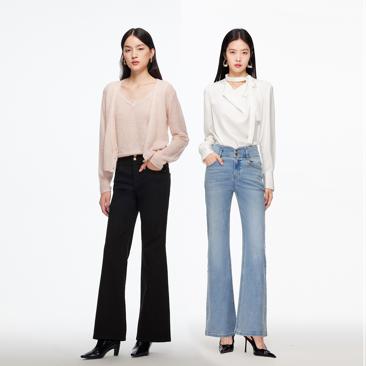 Vero Moda牛仔裤女【怦然心动】含莱赛尔爱心挂坠微喇裤326332034