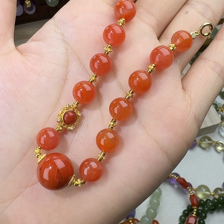 南红玛瑙合金手链天然冰红南红手串