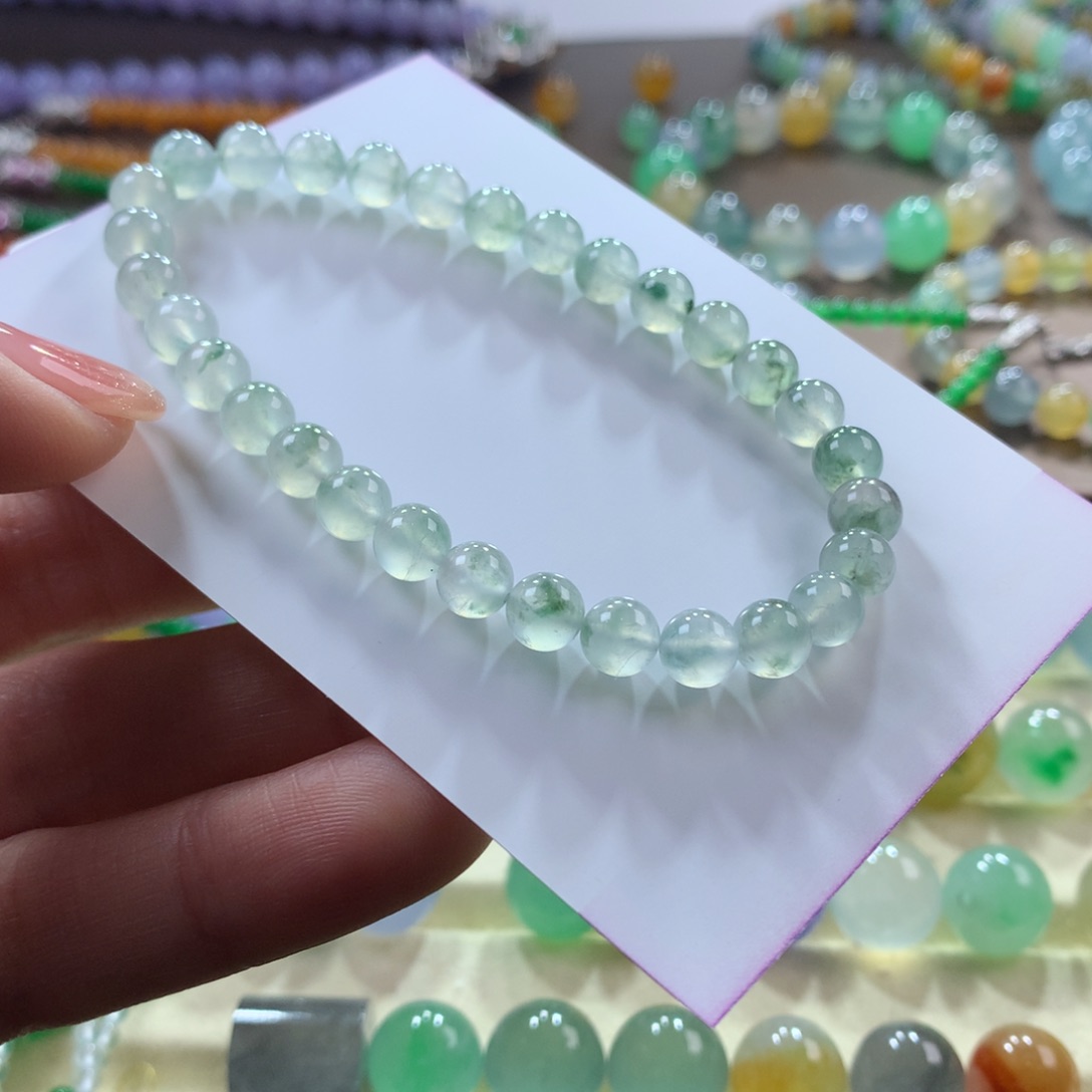翡翠手链未镶嵌冰飘花卡6