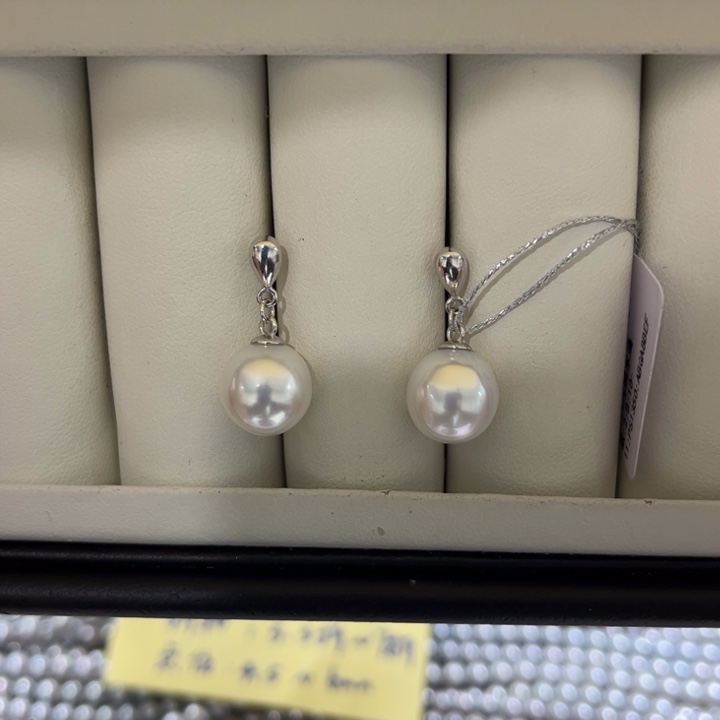 海水珍珠上新澳白水滴耳坠10-11mm银S925镶嵌