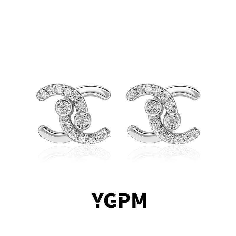 925银莫桑石耳饰 YGPM原创小香耳钉女纯银莫桑石小众设计轻奢耳饰