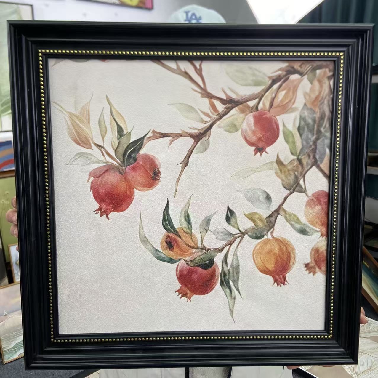 FL49石榴花小众艺术客厅挂画餐厅玄关装饰画50-50