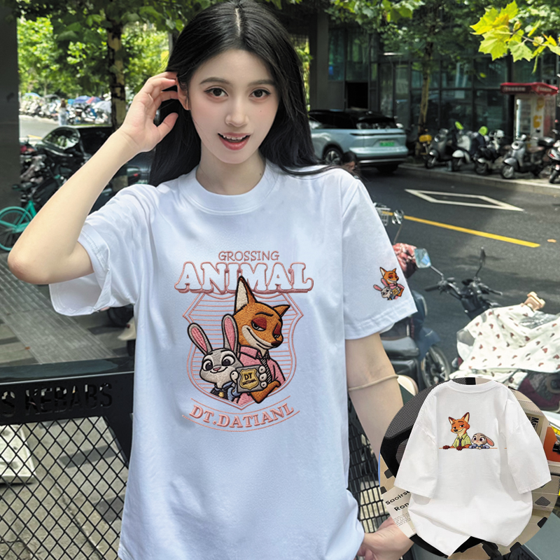 百搭印花常规宽松厚款圆领短袖上衣常规款T恤夏季