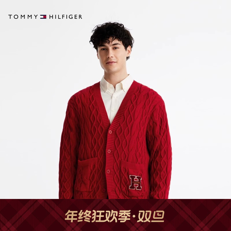 【新年系列】Tommy25春夏男女纯棉绞花本命年宽松针织开衫外套38044