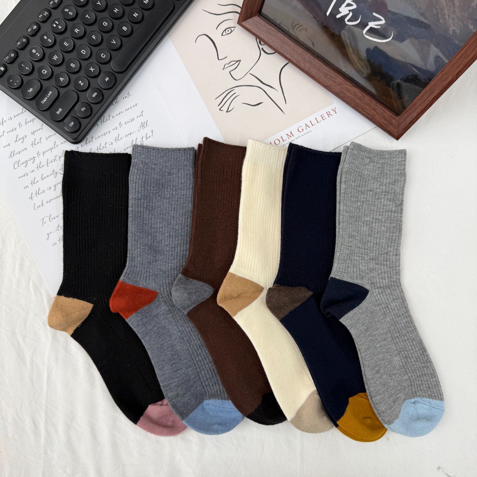 【冬季羊毛】加厚保暖长筒袜日系复古撞色女士堆堆极简风休闲风