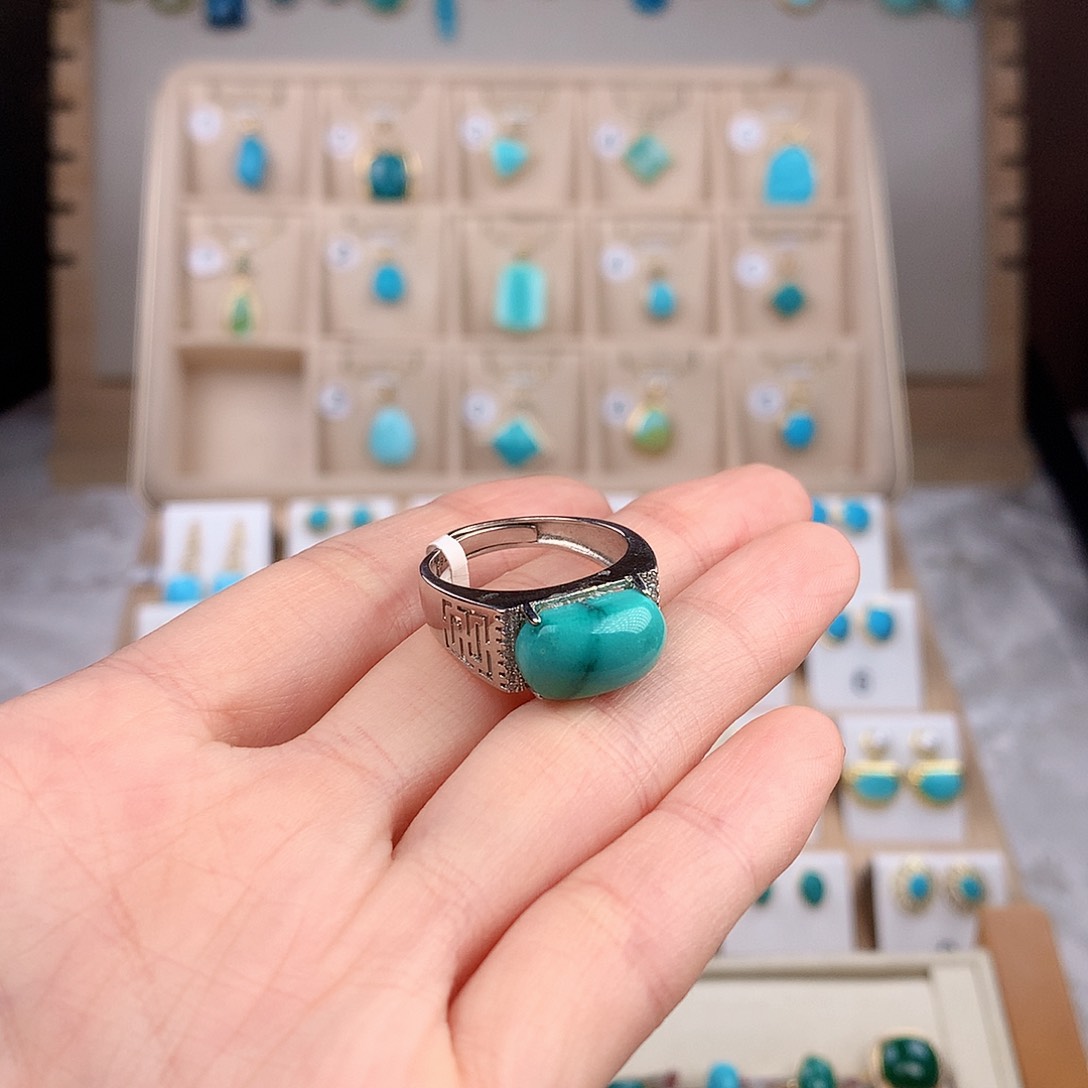 绿松石戒指银S925镶嵌T****T