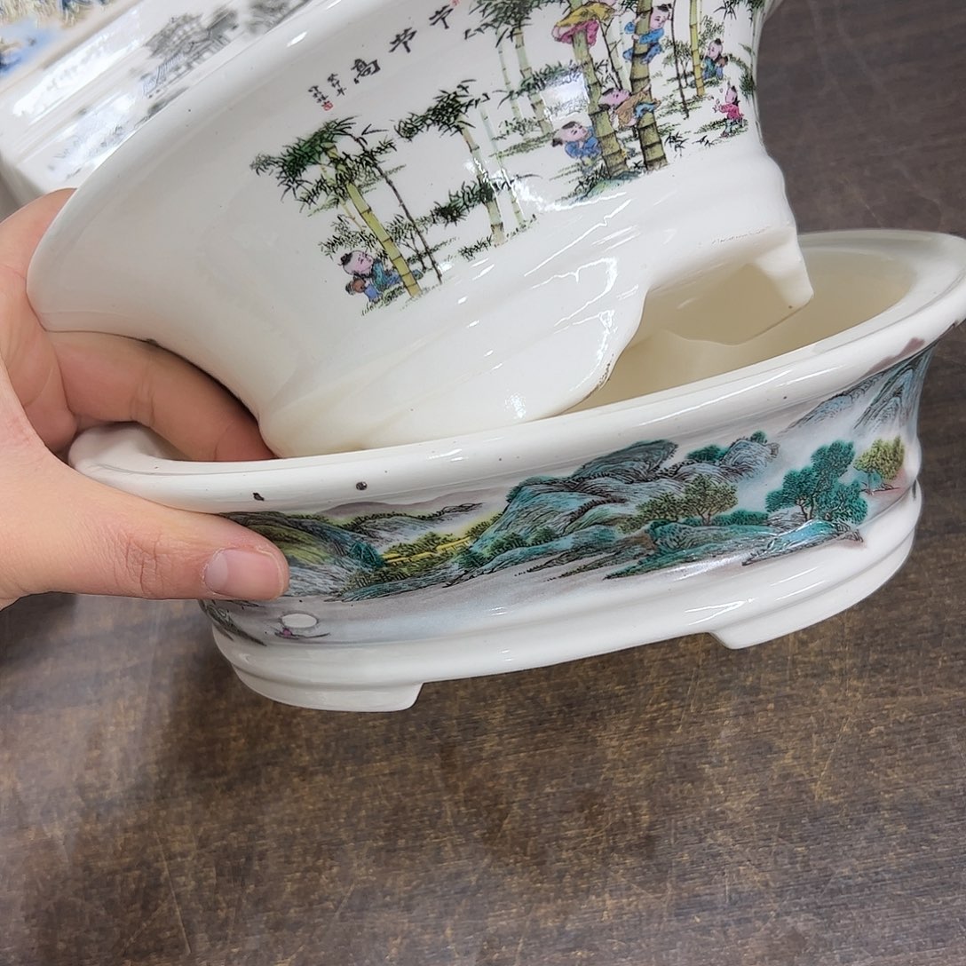 紫砂花盆735号瑕疵2个黑点杂质磕碰介意勿拍