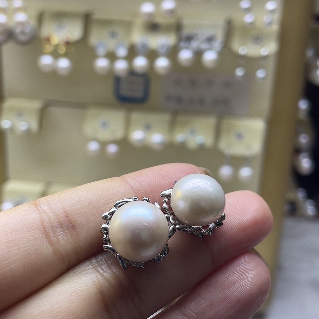 淡水珍珠耳饰银S925镶嵌