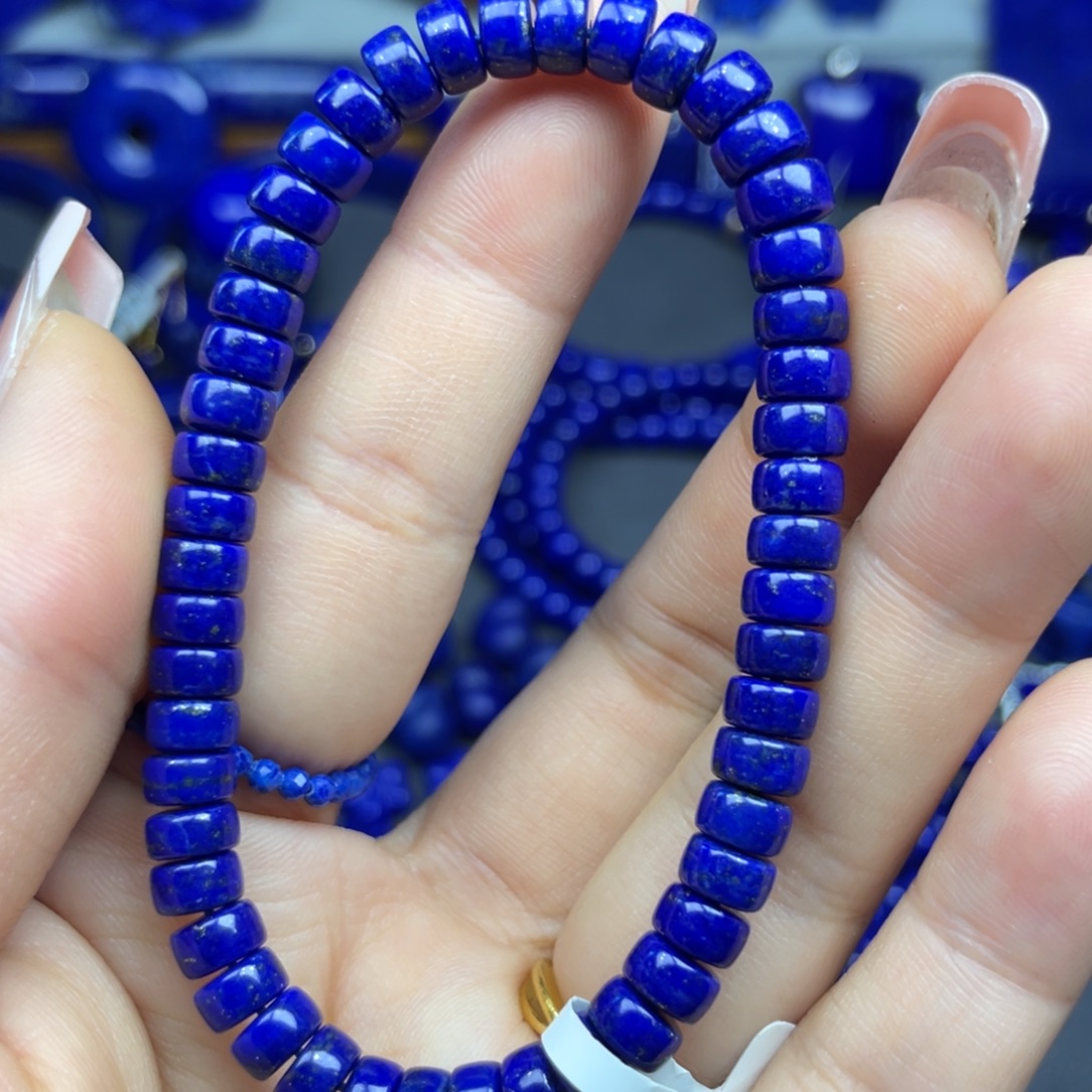 青金石未镶嵌6x3直切药片手串