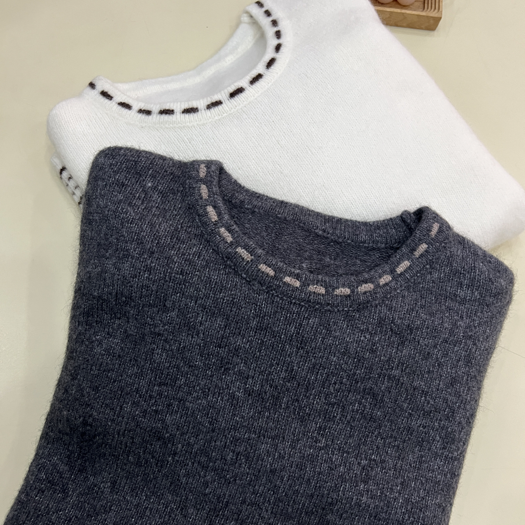 绒品 韩系提花下摆加厚圆领套头针织衫