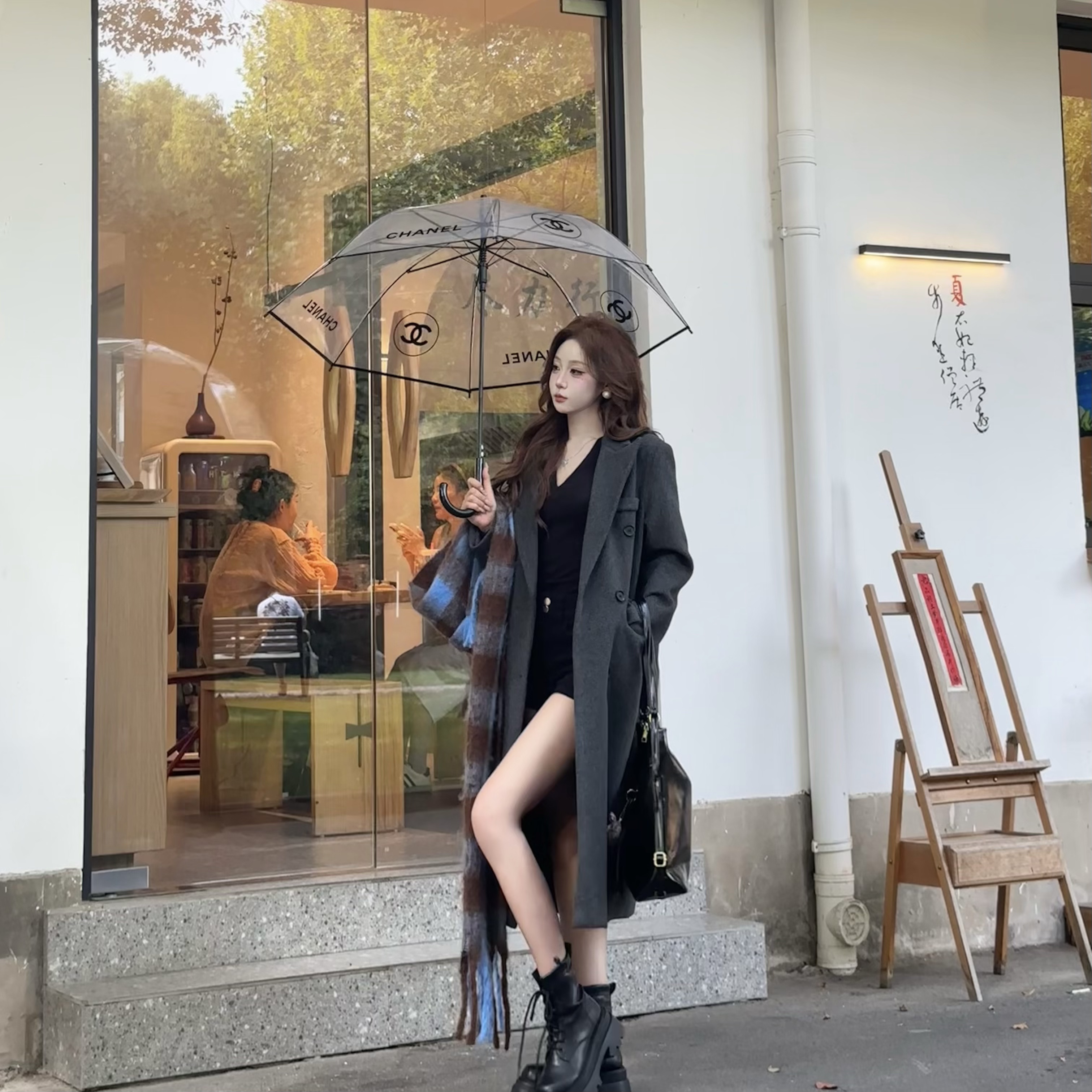 【夹棉款】秋冬韩版轻奢加棉加厚大衣外套中长款学院风百搭气质