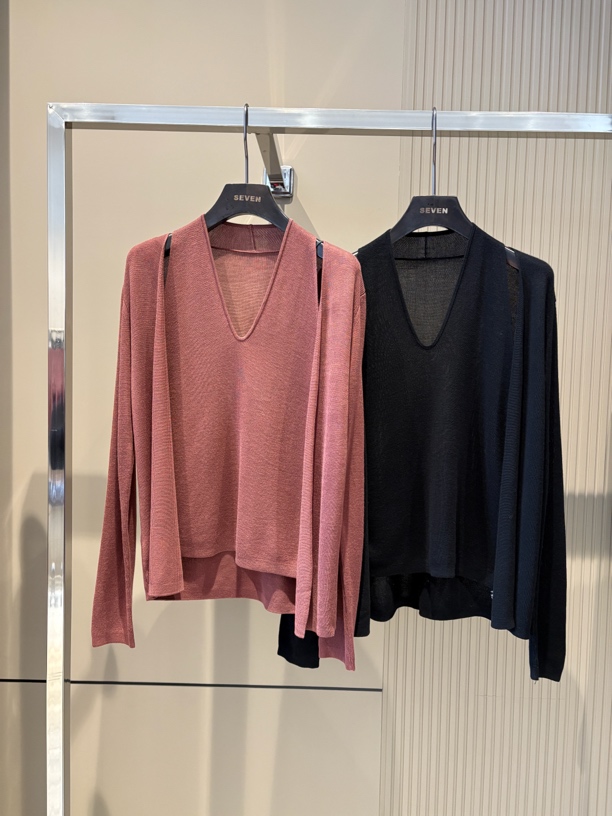 【启恒】慵懒感V领针织衫长袖上衣