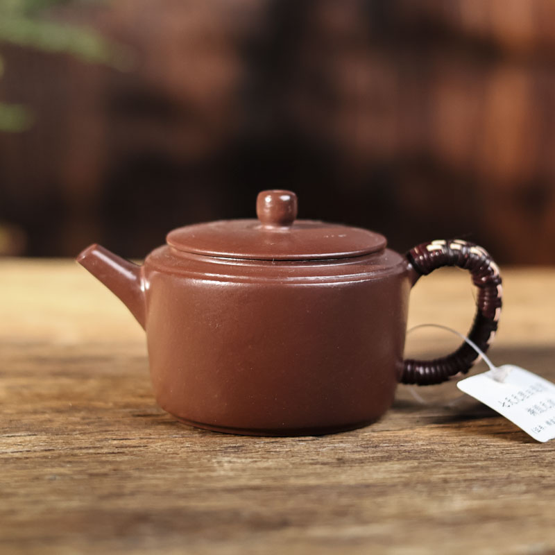 【九姐爱喝茶】藤编大口汉瓦 紫朱泥 87cc（藤编0014）