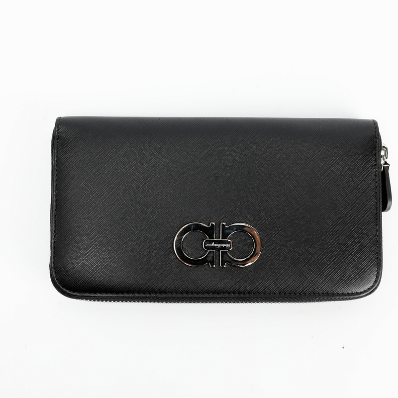  FERRAGAMO/菲拉格慕 男士经典黑扣真皮钱包22B3000474144