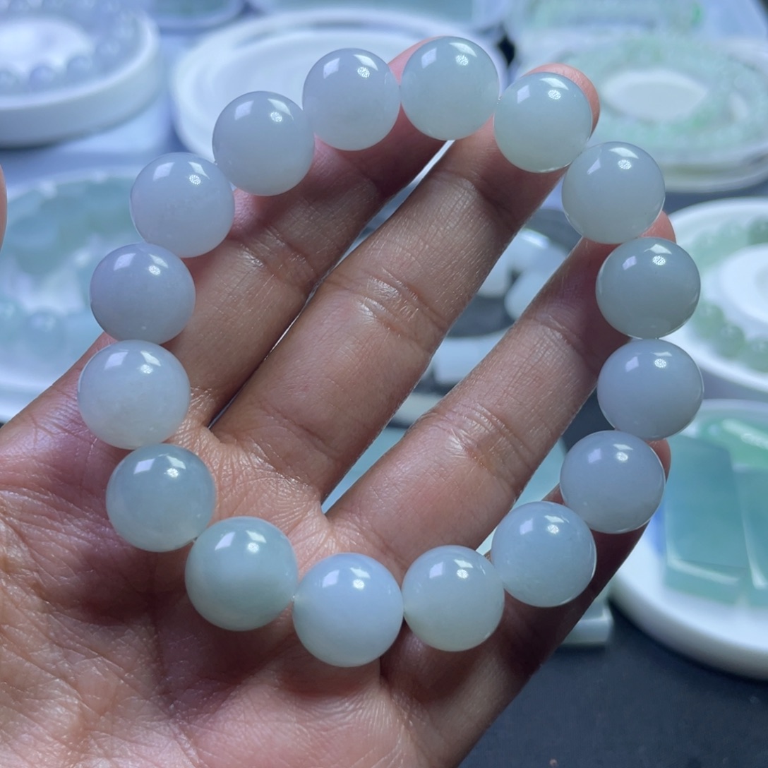 翡翠未镶嵌颈饰卡12圆珠手串