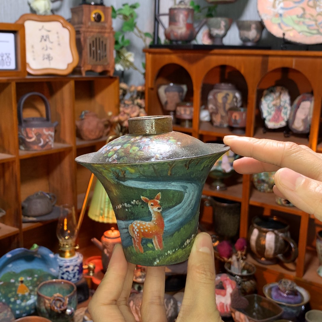 陶油画大师绿野仙踪盖碗